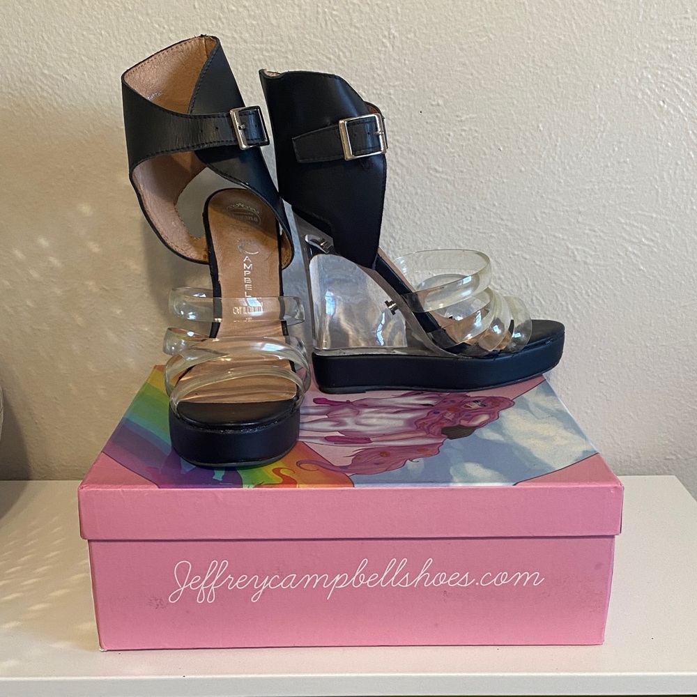 Jeffrey Campbell Black and Clear Heels